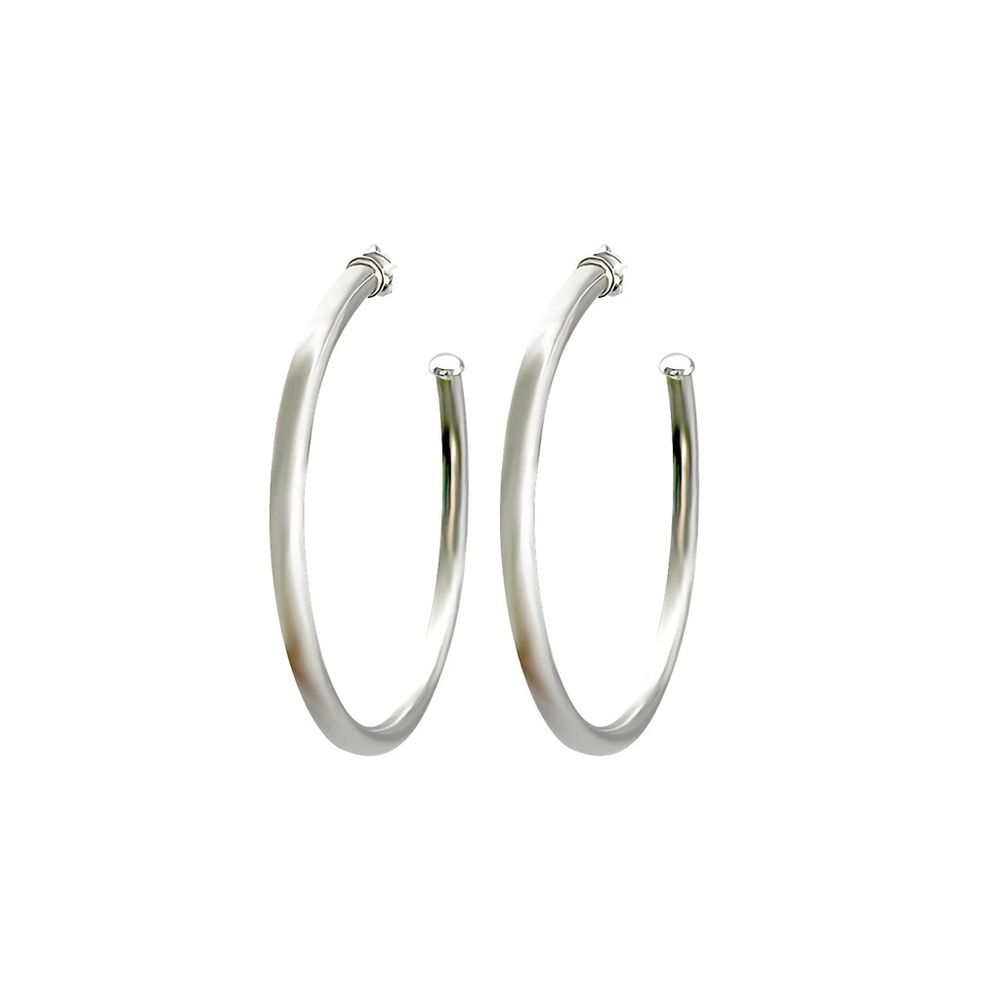 2.5” White Gold Hoop Earrings